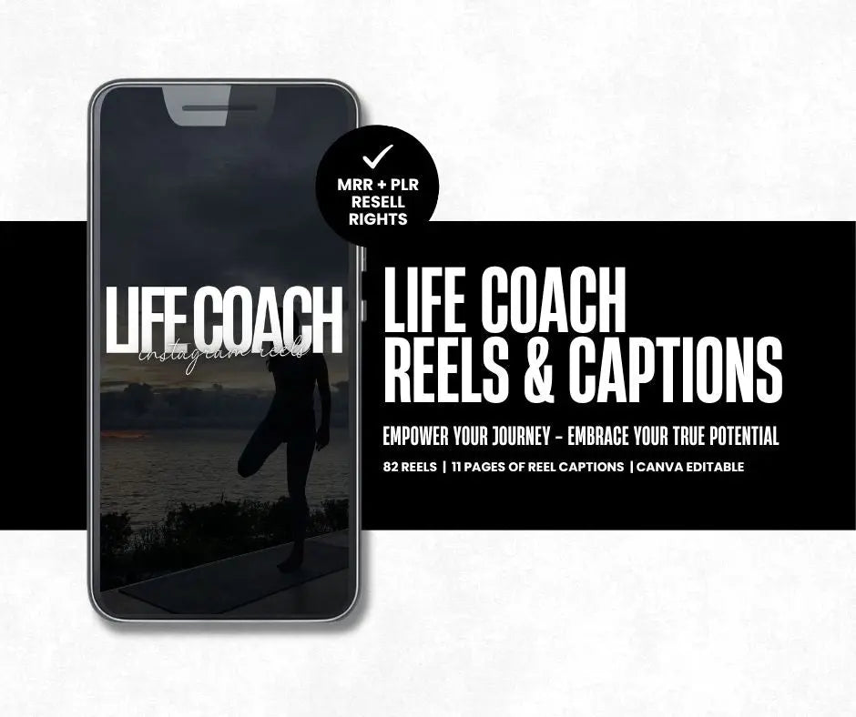 Life Coach Instagram Reels & Captions Bundle (MRR + PLR) – Canva Editable Social Media Templates Boundless PLR