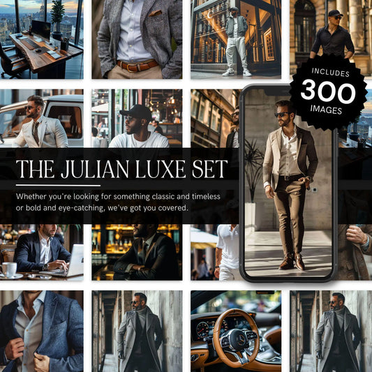 The Julian Luxe Set – 300 AI-Generated Masculine Luxury Stock Photos - Images & Reels - Boundless PLR