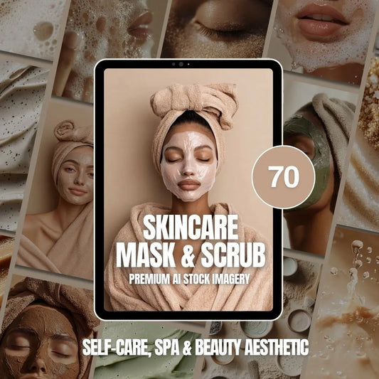 Skincare Mask & Scrub AI Stock Image Bundle with MRR and PLR Resell Rights Boundless PLR