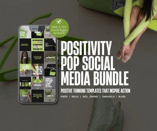 Positivity Pop Social Media Bundle | Canva Templates with PLR + MRR Rights Boundless PLR