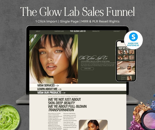 The Glow Lab Sales Funnel – 1-Click Import Systeme.io Template with PLR & MRR Resell Rights Boundless PLR